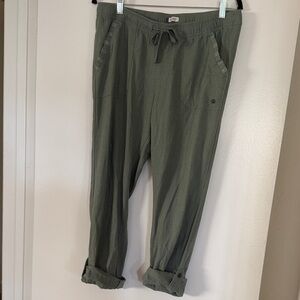 Roxy Olive Green Casual Pants linen